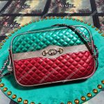 Gucci Laminated Leather Small Shoulder Bag Red/Green