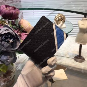 LV Multiple Wallet Taiga Leather Blue Stripe - Image 9