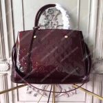 LV Montaigne MM Tote Bag Monogram Vernis Amarante