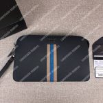 Prada Saffiano And Crocodile Leather Wallet Blue Grey/Dark Blue Crocodile Insert