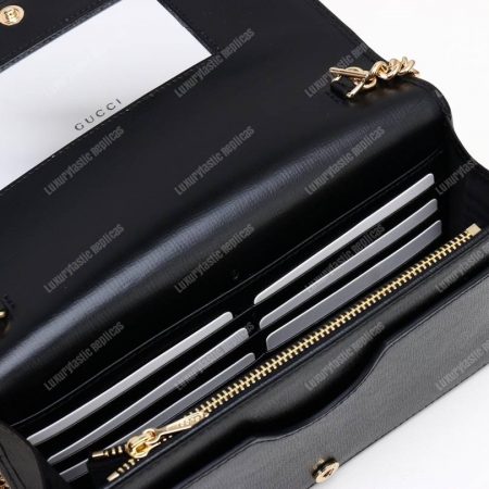Gucci Leather Chain Card Case Wallet Black - Image 6