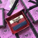 Gucci Queen Margaret Leather Card Case Wallet White Red Blue