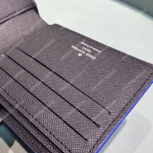 LV Multiple Wallet Taiga Leather Blue Trim - Image 9