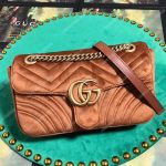 Gucci GG Marmont Velvet Shoulder Bag Taupe