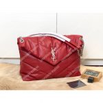 Saint Laurent Loulou Puffer Medium Bag In Quilted Lambskin Eros Red