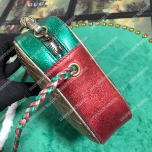 Gucci Laminated Leather Small Shoulder Bag Red/Green - Image 5