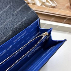 LV Capucines Wallet Taurillon Noir Leather Monogram Blue Flowers - Image 8