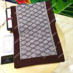 Gucci Monogram GG Wool Scarf Grey Burgundy