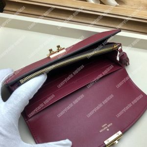 LV Croisette Wallet Damier canvas w/ grained leather Lie De Vin - Image 6