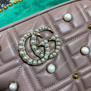 Gucci GG Marmont Small Matelassé Shoulder Bag With Pearls Magnolia - Image 6