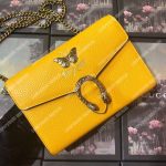 Gucci Calfskin Garden Dionysus Chain Wallet Yellow with Butterfly