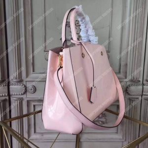 LV Montaigne MM Tote Bag Monogram Vernis Rose Ballerine - Image 3