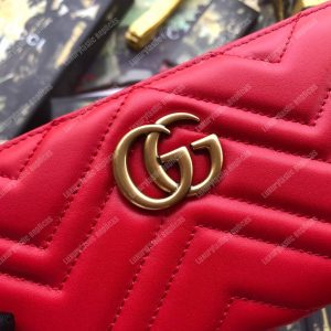 Gucci GG Marmont Zip Around Wallet Chevron Red - Image 5
