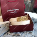 Salvatore Ferragamo Adjustable Gancini Belt White