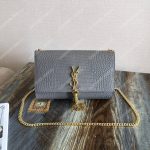 Saint Laurent Medium Kate Tassel Chain Bag Earth Grey Crocodile