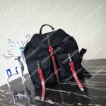 Prada Black Nylon Backpack Red