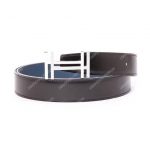 Hermes H Au Carre Belt Buckle Reversible Leather Strap Graphite / Bleu De Prusse