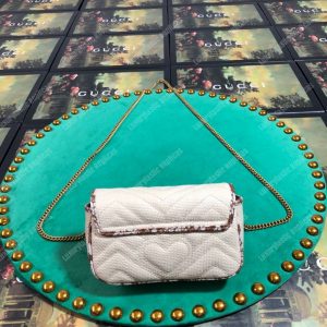 Gucci GG Marmont Matelassé Super Mini Bag Cream Snakeskin Trim - Image 3