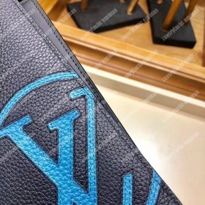 LV Brazza Wallet Taurillon Leather Blue Insignia - Image 7