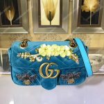 Gucci GG Marmont Embroidered Velvet Mini Bag Bee