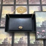 Gucci Leather Chain Card Case Wallet Gold/Black