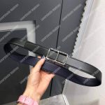 Hermes Officier Belt Buckle Reversible Leather Strap Black/Bleu De Prusse