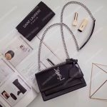 Saint Laurent Small Sunset Bag Black Grained