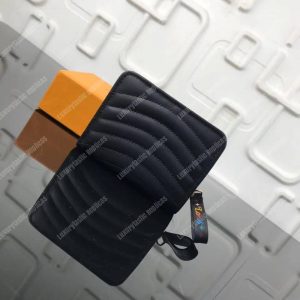 LV New Wave Zipped Compact Wallet Black - Image 9