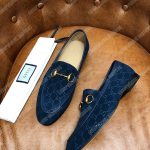 Gucci Jordaan GG Velvet Loafer Blue
