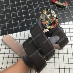 Gucci Leather Belt With Crystal Double G Buckle