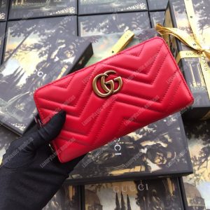 Gucci GG Marmont Zip Around Wallet Chevron Red - Image 6