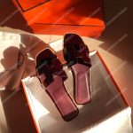 Hermes Oran Sandal Patent Leather Maroon