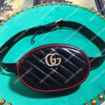Gucci GG Marmont Black Cerise Matelassé Leather Belt Bag