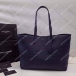 Saint Laurent Shopping Bag Embossed Crocodile Leather Blue