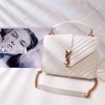 Saint Laurent Classic Medium College Monogram White Gold-Toned