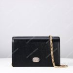 Gucci Leather Chain Card Case Wallet Black