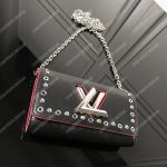 LV Twist Chain Wallet Epi Leather Black