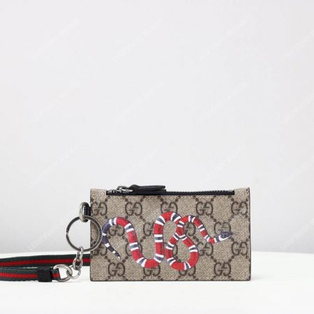 Gucci Kingsnake Print GG Supreme Card Case Keychain Strap - Image 3