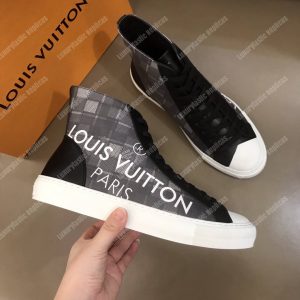 LV Tattoo Sneaker Boot Dameir Tartan Canvas Black - Image 5