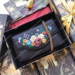 Gucci Embroidered Leather Mini Shoulder Bag Black