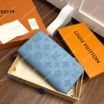 LV Zippy Wallet Mahina Leather Bleu Horizon Pumpkin