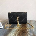 Saint Laurent Medium Kate Tassel Chain Bag Black Crocodile
