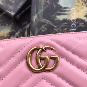 Gucci GG Marmont Zip Around Wallet Chevron Pink - Image 7