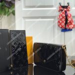 LV Pochette Felicie Monogram Vernis Leather Black