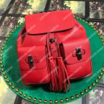Gucci Leather Bamboo Tassel Backpack Hibiscus Red