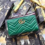 Gucci GG Marmont Zip Around Wallet Chevron Green