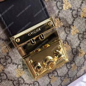 Gucci Padlock Small GG Bees Shoulder Bag Black - Image 5