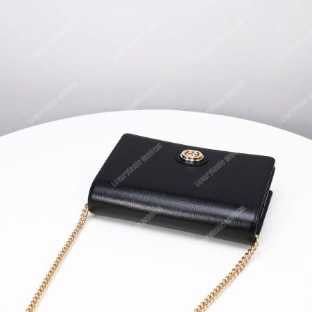Gucci Leather Chain Card Case Wallet Black - Image 3
