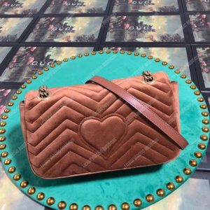 Gucci GG Marmont Velvet Shoulder Bag Taupe - Image 5