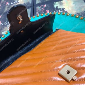 Gucci GG Marmont Small Top Handle Bag Cognac Matelassé - Image 6